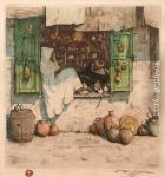 Arabian Shop In Tanger Oil Painting - Tavik Frantisek Simon