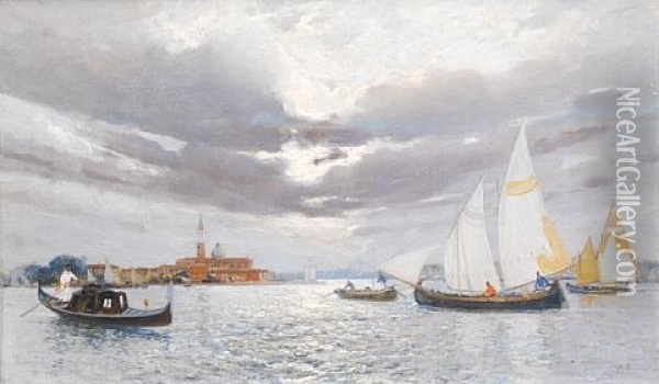 The Venetian Lagoon Oil Painting - Camillo Bortoluzzi