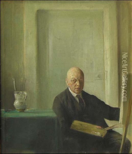 Autoportrait Oil Painting - Carl Vilhelm Holsoe