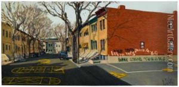 Untitled (newark Street Scene) Oil Painting - William A. Waite