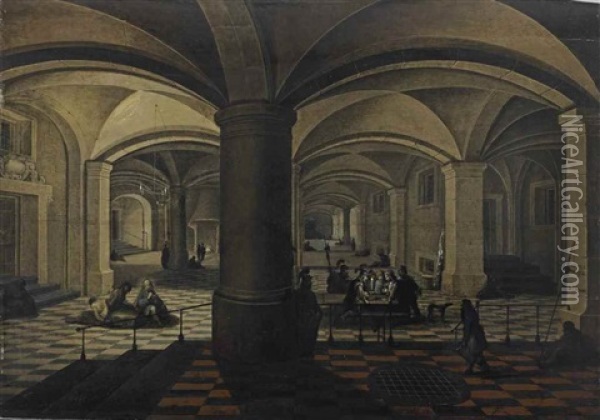 Saint Peter Imprisoned, Praying In A Vaulted Interior Oil Painting - Peeter Neeffs the Younger