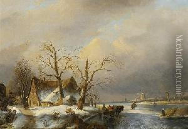 Hollandische Winterlandschaft Oil Painting - Jan Jacob Coenraad Spohler