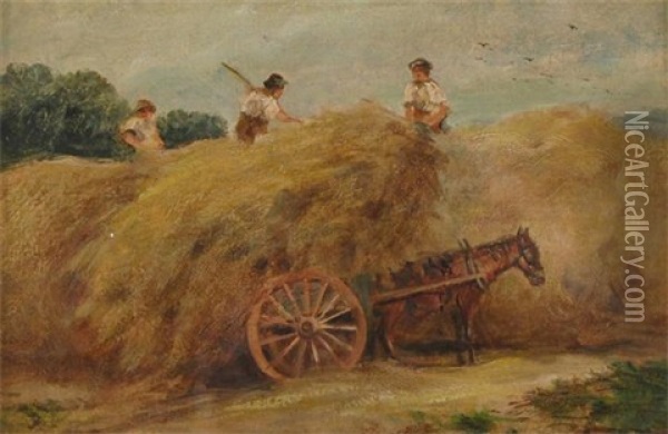 Haymaking Oil Painting - George Hemning Mason