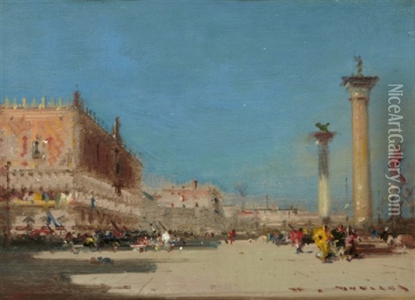 La Place Saint Marc, Venise Oil Painting - Henri Duvieux