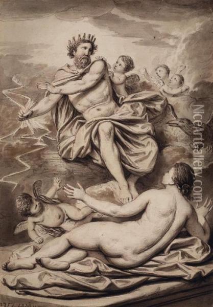 Jupiter Und Semele Oil Painting - Louis Fabricius Dubourg
