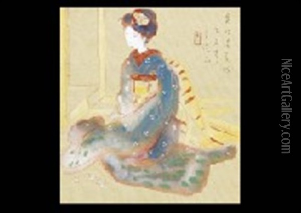 Maiko Oil Painting - Bakusen Tsuchida