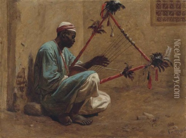 The Kissar Player Oil Painting - Frederick Goodall