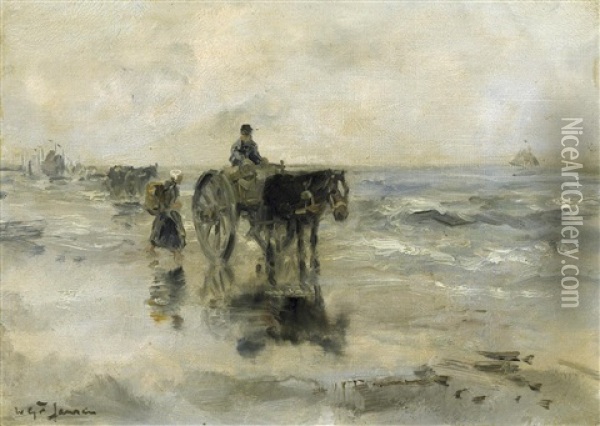 Krabbenfischer An Der Hollandischen Kuste Oil Painting - Willem George Frederik Jansen