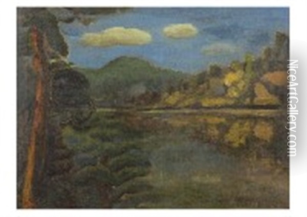 Landscape With A Cloud Oil Painting - Kunzo Minami