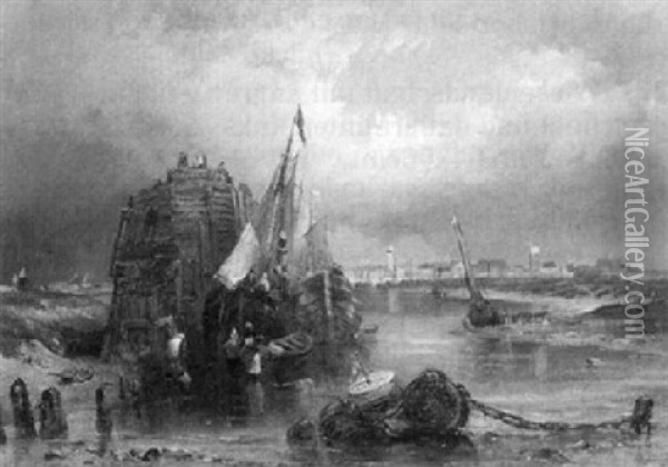 Hafenbucht Vor Einer Englischen Hafenstadt Oil Painting - Henry Barlow Carter