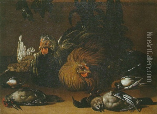 Poules Et Oiseaux Oil Painting - Jacob van der Kerckhoven
