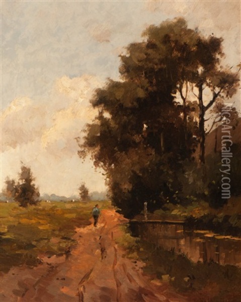 The Country Path Oil Painting - Fredericus Jacobus Van Rossum Du Chattel