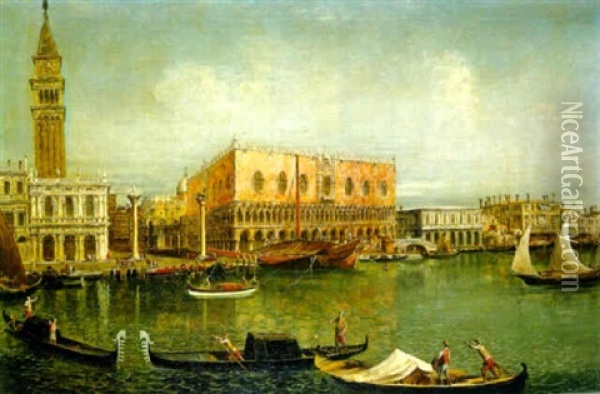The Molo, Venice, From The Bacino Di S.marco Oil Painting - Michele Marieschi