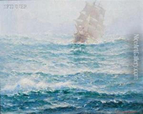 Sailing Vessel Oil Painting - Theodor Victor Carl Valenkamph