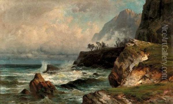 Riotous Highland Seascape Oil Painting - Carl Weber
