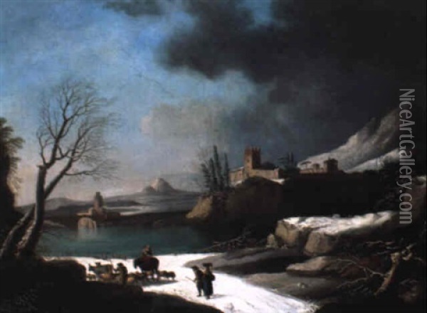 Le Depart, Paysage De Neige Oil Painting - Francesco Foschi