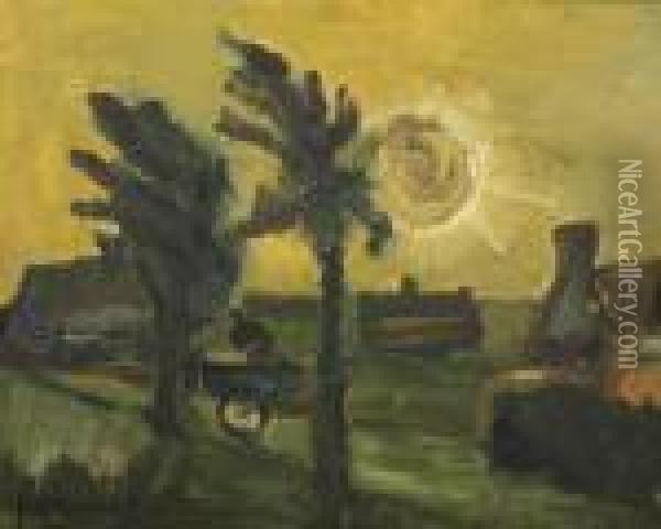 Farmhouses In A Sunny Landscape Oil Painting - Constant Permeke