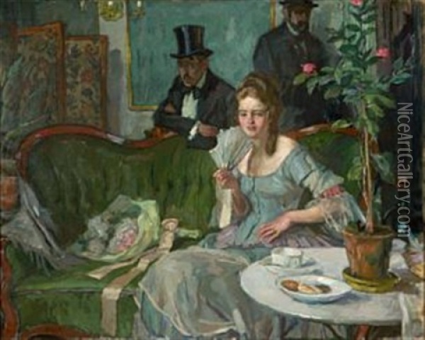 Im Cafe Oil Painting - Ferdinand Dorsch