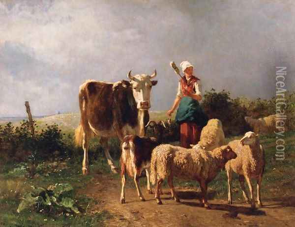 Return of the Herd Oil Painting - Constant Troyon