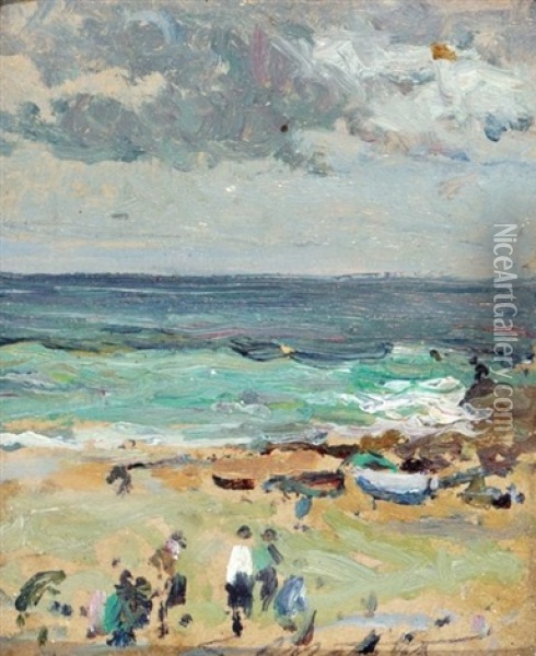 Playa Oil Painting - Segundo Matilla Marina