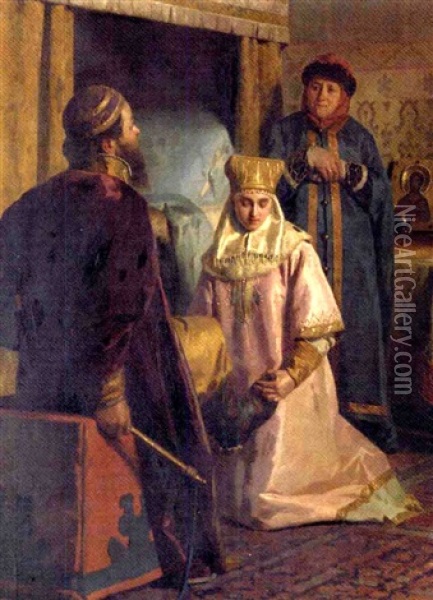 Reception Of The Bride Oil Painting - Nikolaj Wassilijewitsch Newreff