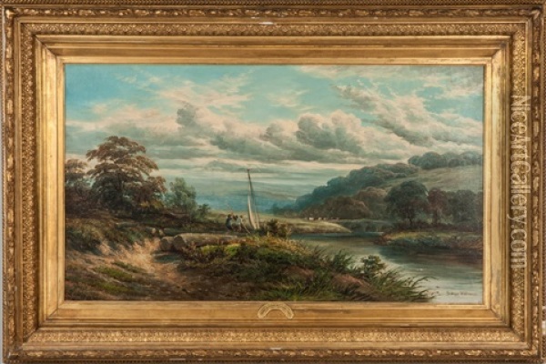 Logging On A Highland River Oil Painting - Sidney Richard Percy