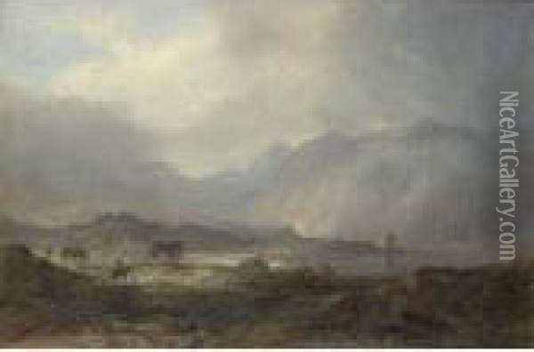 Possibly Duntroon Castle, Loch Crinan Oil Painting - Horatio McCulloch