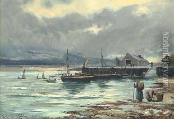 The harbour Barmouth, North Wales Oil Painting - Henry Hadfield Cubley