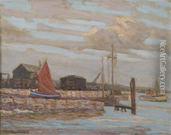 The Harbour, Rhyl Oil Painting - Albert Ernest Bottomley