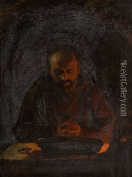 Zakonnik Modlacy Sie Oil Painting - Prymus Milewski