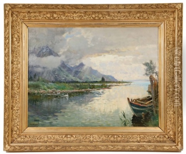 Lac Lernan Oil Painting - Alexandre Nozal