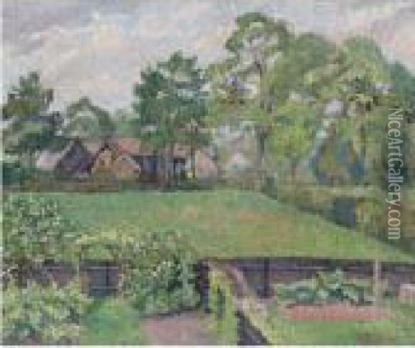 April Shower, Chipperfield Oil Painting - Lucien Pissarro