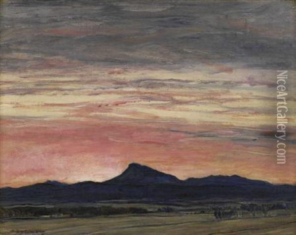 Sunset, Ben Ledi Oil Painting - David Young Cameron