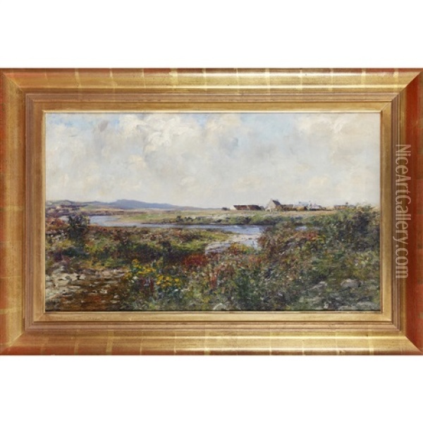 A River Landscape, Ayrshire Oil Painting - John Henderson