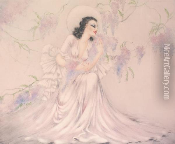 La Glycine (wisteria) Oil Painting - Louis Icart