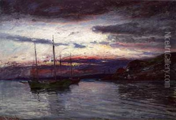 Aften Ved Grundsund Oil Painting - Carl Wilhelm Boeckman Barth