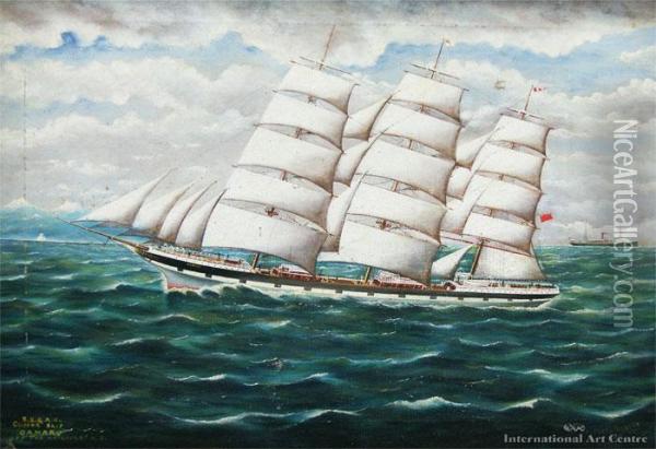 Ss & A Co. Clipper Ship Oamaru Off The Kaikoura Oil Painting - Frank Barnes