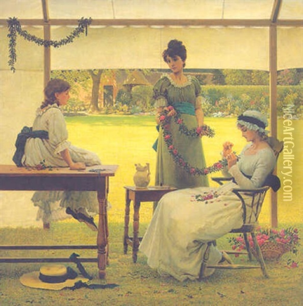 The Garland Oil Painting - George Dunlop Leslie