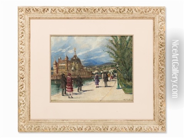 Casino At The Promenade Anglaise In Nice Oil Painting - Antal Berkes