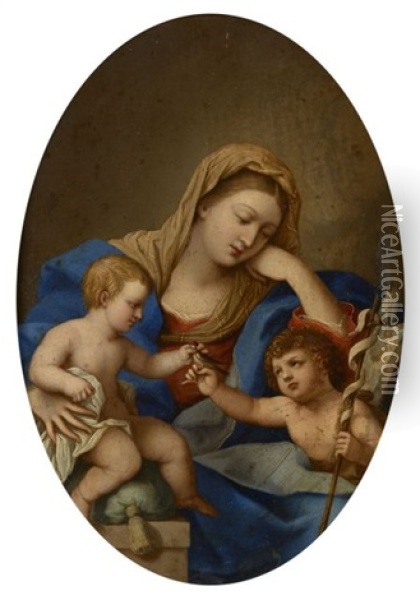 La Vierge A L'enfant Avec Saint Jean-baptiste Oil Painting - Giovanni Battista Salvi (Il Sassoferrato)