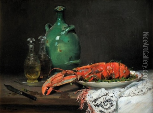 Nature Morte Au Homard Oil Painting - Jean Baptiste Olive