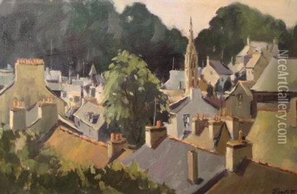 The Roofs Of Pont-aven Oil Painting - Edward Jones