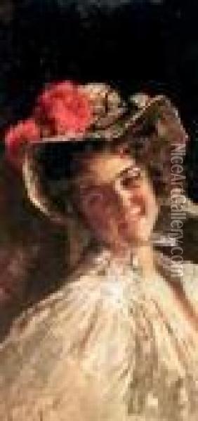 Fanciulla Con Cappello Oil Painting - Vincenzo Irolli