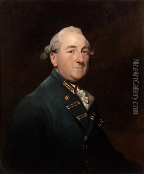 Portrait (un Amiral En Manteau Bleu?) Oil Painting - James (Thomas J.) Northcote