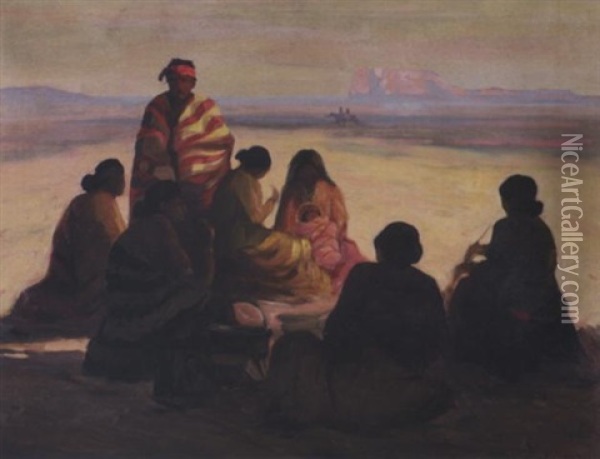 Navajo Group Oil Painting - John Christopher Smith