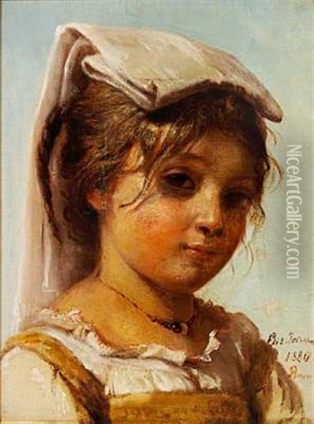 En Lille Romersk Pige Oil Painting - Elisabeth Anna Maria Jerichau-Baumann