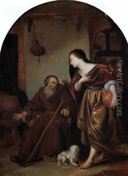 La Femme De Jeroboam Et Le Prophete Ahijah Oil Painting - Willem van Mieris