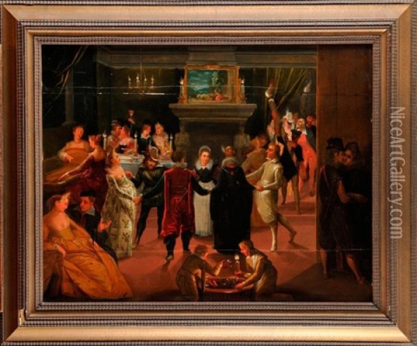 Scene De Banquet Oil Painting - Louis de Caullery