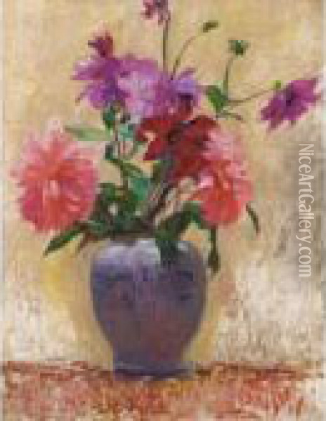 Dahlias Oil Painting - James Bolivar Manson