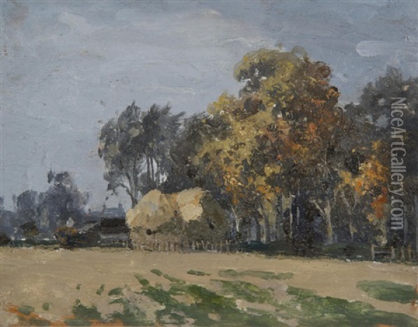 Haystacks At Hobland Hall Oil Painting - Archibald Campbell